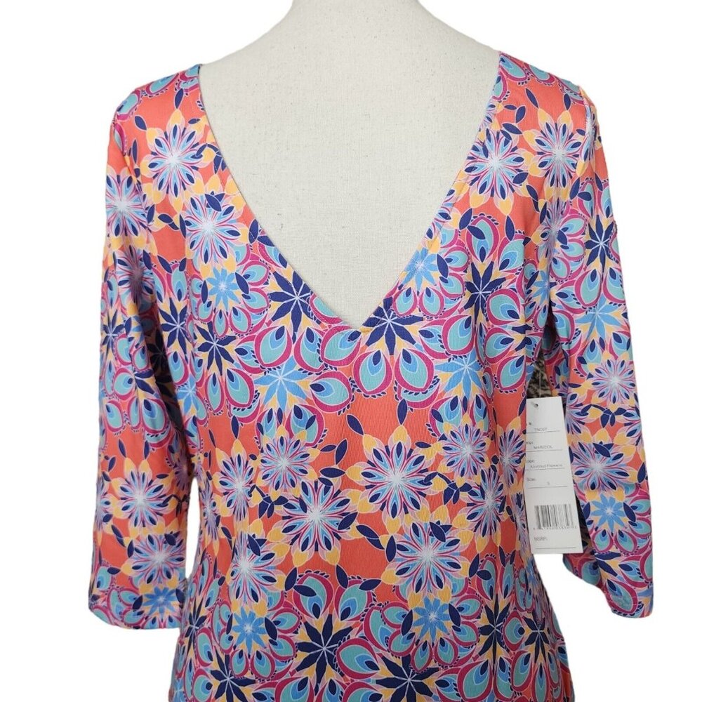 NWT Tracy Negoshian Red Printed Geometric Tunic Dress Size Small - Picture 5 of 9